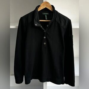Lauren Ralph Lauren vintage black top silver buttons 2X pullover sweater